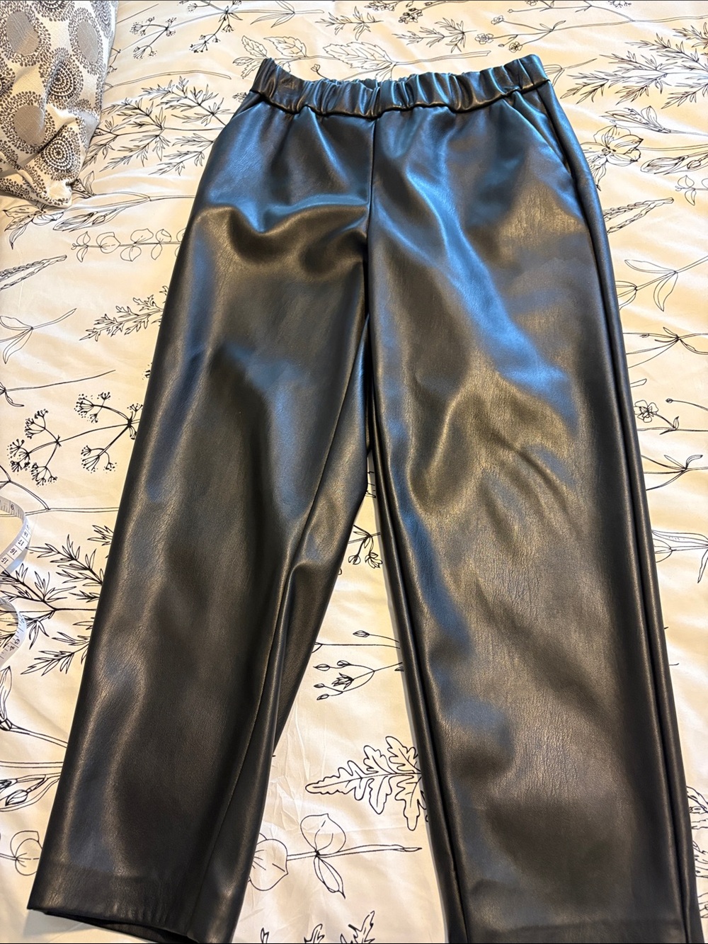 a new day Black Faux Leather Wide-Leg Elastic Waist Pants